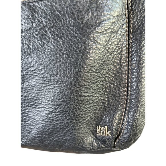 THE SAK Pebbled Genuine Leather‎ Black Crossbody Bag Zip Medium Sized - Picture 3 of 13